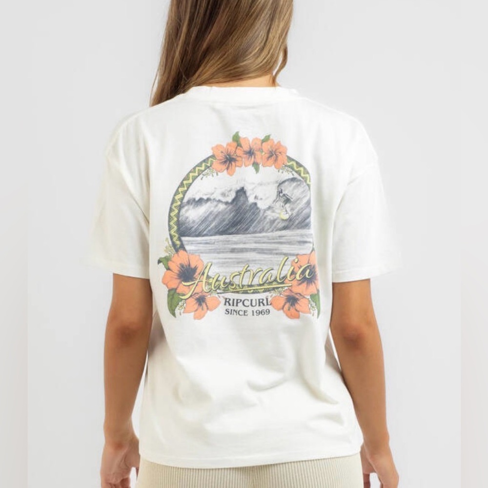 Rip Curl | Hula Surfer Off-White Tee sz SM